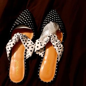 Black & White polka dots flats.
